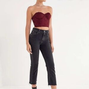 BDG Kick Flare High Rise Cropped Raw Hem Jean 27 Black